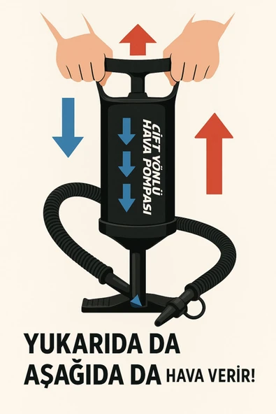 DoublePush – Hızlı Şişirme Pompası 29 cm - Resim 3