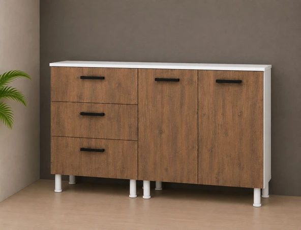 ÜÇ ÇEKMECELİ 140 CM ÇOK AMAÇLI DOLAP ATLANTİK ÇAM ürün görseli 1