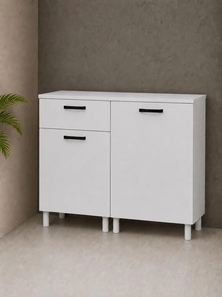 TEK ÇEKMECELİ 120 CM ÇOK AMAÇLI DOLAP BEYAZ ürün görseli 1