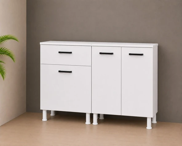 TEK ÇEKMECELİ 140 CM ÇOK AMAÇLI DOLAP BEYAZ ürün görseli 1
