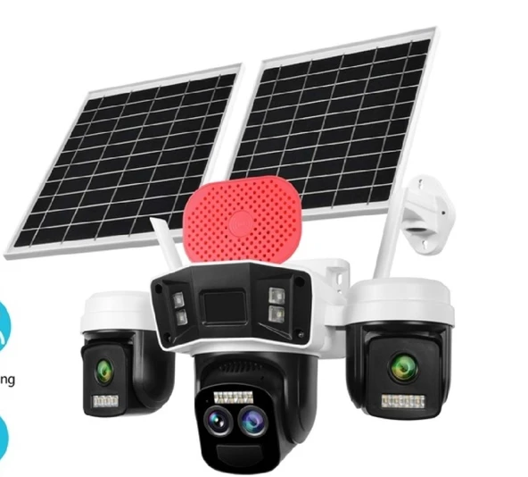3 Kameralı SOLAR 4G Sim Kartlı Optik Zoom GECE GÖRÜŞLÜ Çift GÜNEŞ Panelli GÜVENLİK Kamerası ürün görseli 1