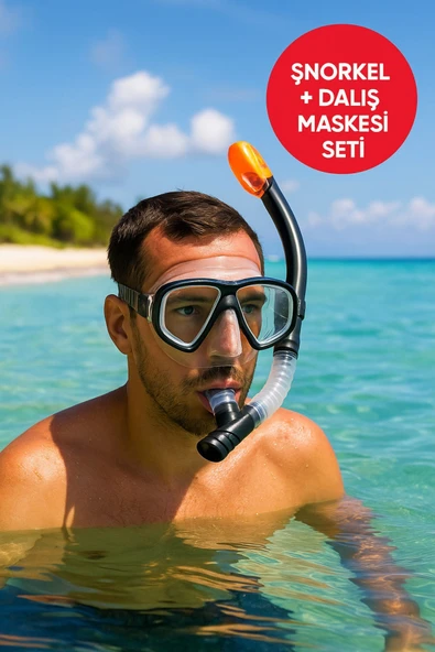 AquaPro Şnorkel + Maske Seti - Havuz-Deniz Maske ve Şnorkel Set + 14 Yaş ürün görseli 1