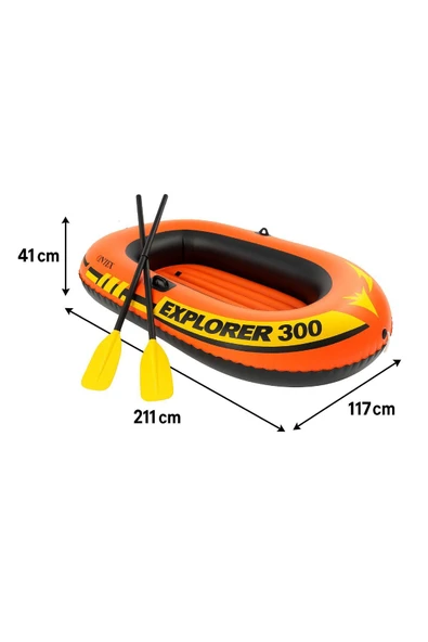 3 Kişilik Şişme Bot Seti – Kürek ve Pompalı Explorer 300 - Resim 2