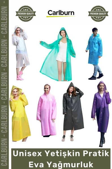#Yağmurluk Su Geçirmez Kaliteli Dayanıklı Kapüşonlu Şık Tasarım Unisex Yetişkin Pratik Eva Yağmurluk - 1 Adet ürün görseli 1