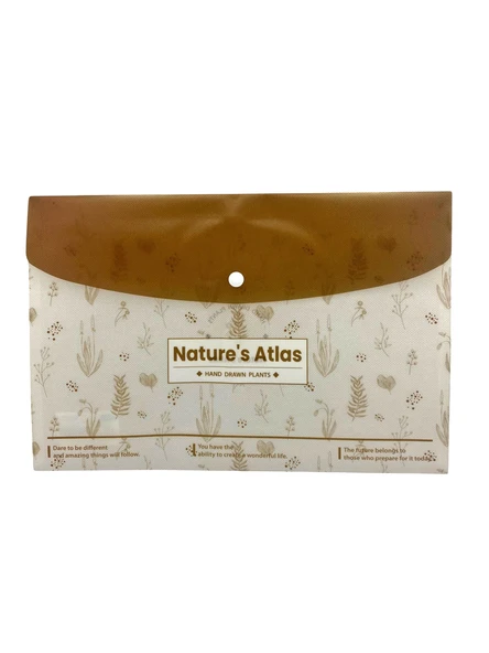 Nature Bitki Kahverengi Desenli Çıt Çıtlı Zarf Dosya - 1 Adet ürün görseli 1