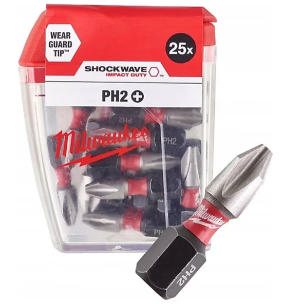 Milwaukee Bits Uç Matkap Ucu Tornavida Ucu Vidalama Ucu Ph2-25mm T4932430853 - 25 Adet ürün görseli 1