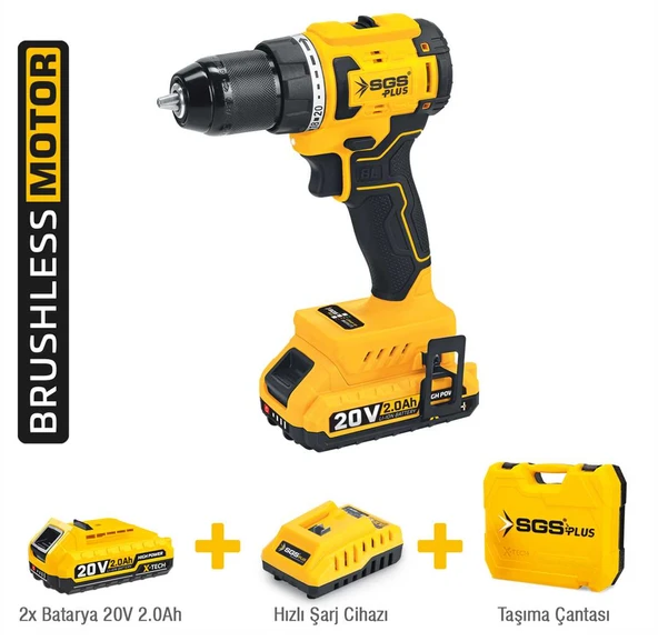 SGS5528 - 20 Volt - 2 Amper - 45 Nm Akülü Darbesiz Matkap Vidalama Seti - Kömürsüz Motor ürün görseli 1