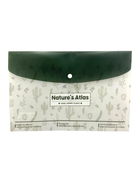 Nature Bitki Yeşil Desenli Çıt Çıtlı Zarf Dosya - 1 Adet ürün görseli 1