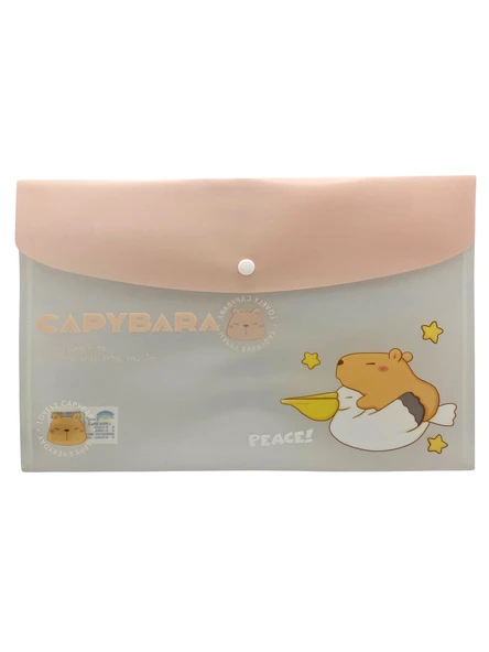 Capybara Pembe Çıt Çıtlı Zarf Dosya - 1 Adet ürün görseli 1