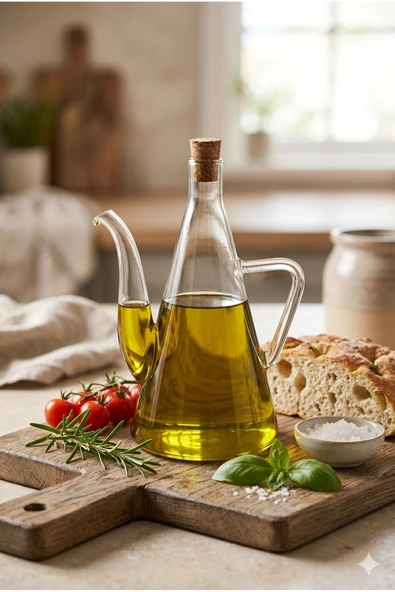 500 ml Borosilikat Cam Yağlık Sirkelik Mantar Tıpalı Isıya Dayanıklı Damlatmaz Akıllı Cam Yağ Şişesi ürün görseli 1