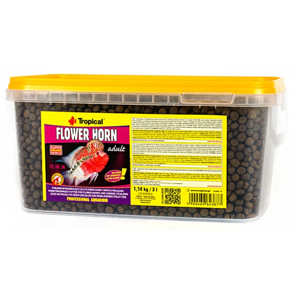 Tropical Flower Horn Adult Pellet 100Gr (Açık) Yem Kilitli Poşette Gönderileektir.   Skt: 01/2029 ürün görseli 1