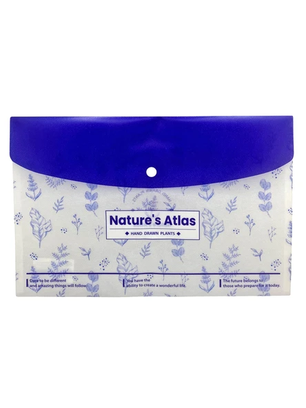 Nature Bitki Mavi Desenli Çıt Çıtlı Zarf Dosya - 1 Adet ürün görseli 1