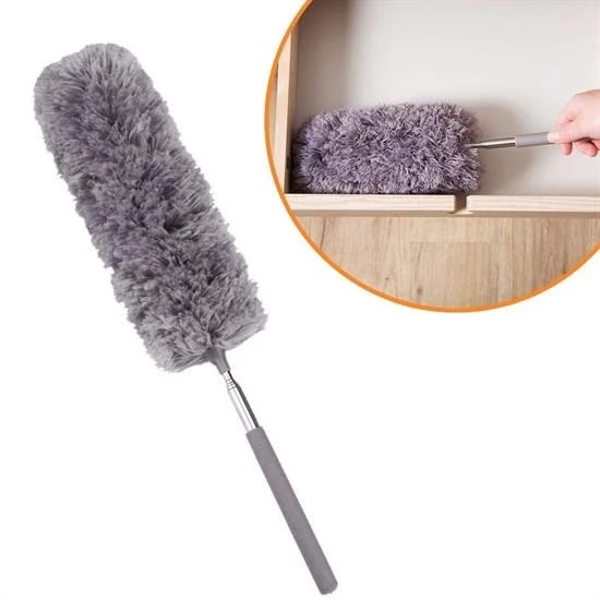 140 Cm Teleskopik Uzatılabilir Mikrofiber Yumuşak Başlıklı Gri Toz Alma Fırçası Toz Püskülü ürün görseli 1