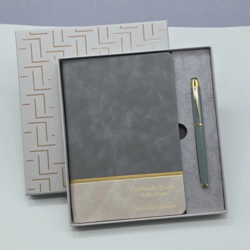 Öğretmenler Gününe Özel Deri Defter Ve Kalem Set ürün görseli 1
