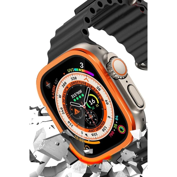Apple Watch Ultra 49mm Alüminyum Kasa Cam Ekran Koruyucu - Turuncu ürün görseli 1