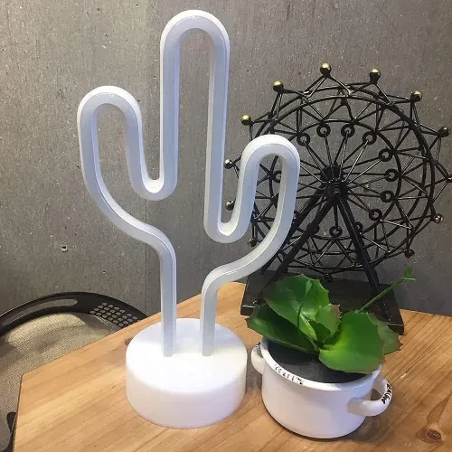 Neon Işıklı Kaktüs Masa Gece Lambası - Resim 4