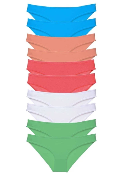10 adet Süper Eko Set Likralı Kadın Slip Beyaz Pudra Yeşil Fuşya Mavi ürün görseli 1