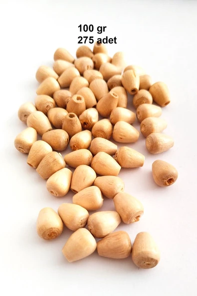 100 Gr (275 Adet) Ahşap Boncuk 12 mm boy x 10 mm en Doğal Ahşap Makrome El İşi Çanta ürün görseli 1