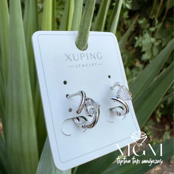 Xuping Taşlı Küpe - Resim 3
