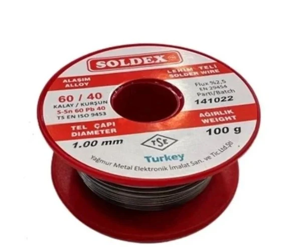 60/40 Lehim Teli 100 Gr 1,00 Mm (sn:60 / Pb:40) ürün görseli 1