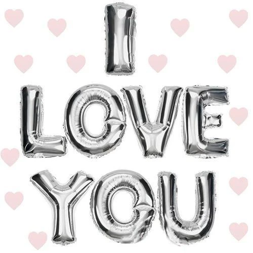 I Love You Folyo Balon Gümüş Renk 35 Cm ürün görseli 1