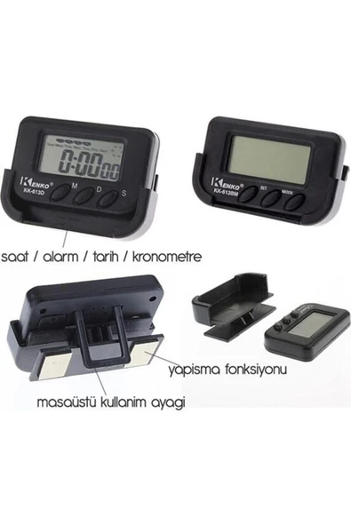 Dijital Mini Masa Araba Saati Kronometre - Resim 2