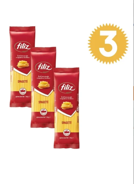 FİLİZ Spagetti Makarna 500g X 3 Adet Özel Harman ürün görseli 1