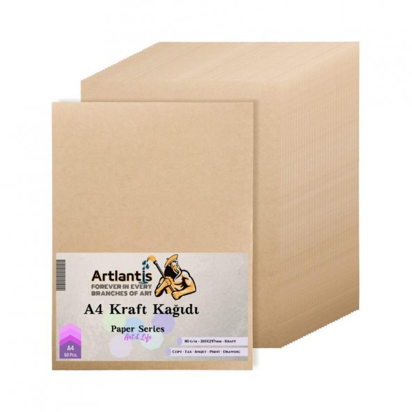 A4 Kraft Kağıt 80 Gr 50 Adet Artlantis Kraft Saman Kağıt 50 Adet ürün görseli 1