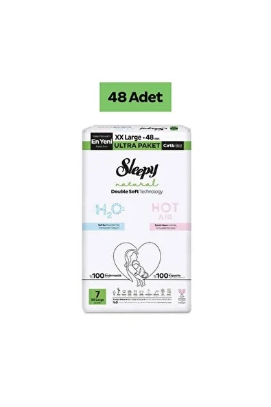 Sleepy Natural Double Soft Bebek Bezi Ultra Paket 7 Beden 48 Adet ürün görseli 1