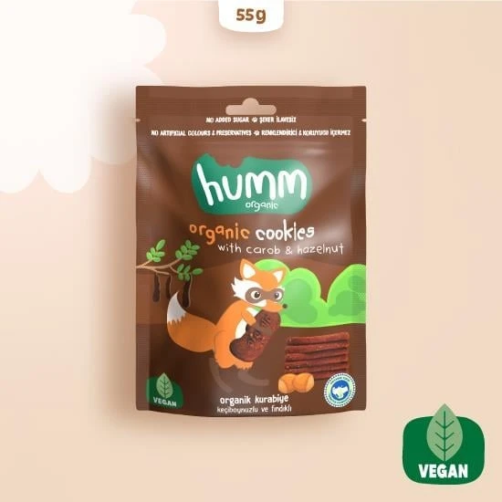 Humm Organik Keçiboynuzlu ve Fındıklı Vegan Kurabiye 55 Gr ürün görseli 1