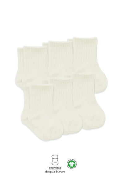 Bistyle 6'Lı Basic Penye Soket Çorap 10101 Ekru - Resim 3