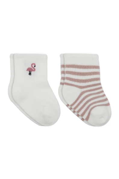 Bistyle Little Girl Penye Soket Çorap 2li 10139 Ekru Lila ürün görseli 1