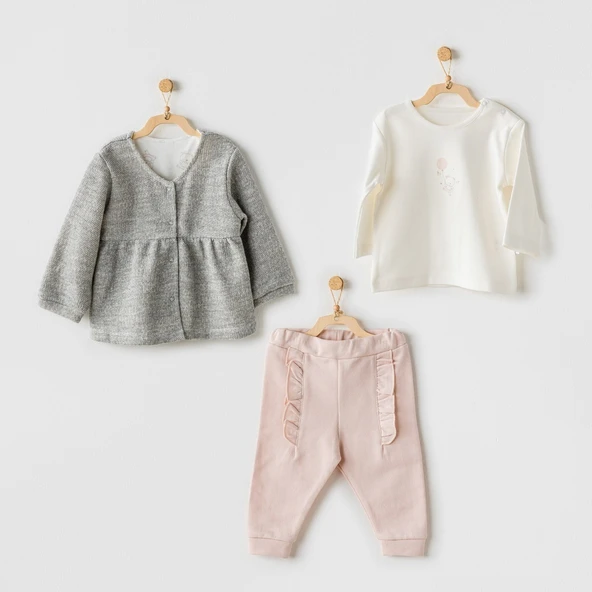 Andywawa AC24128 Ballerina 3lü Bebe Takım Grey Ecru Pink ürün görseli 1