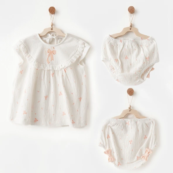 Andywawa AC26541 Little Swan Love Elbise Takım Ekru ürün görseli 1
