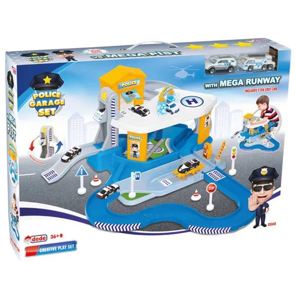 Dede 2 Katlı Polis Garaj Set ve Mega Pist 03348 - Resim 3