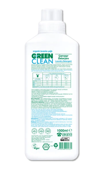 Green Clean Bitkisel Çamaşır Deterjanı 1000 ml (20 Yıkama) - Resim 2