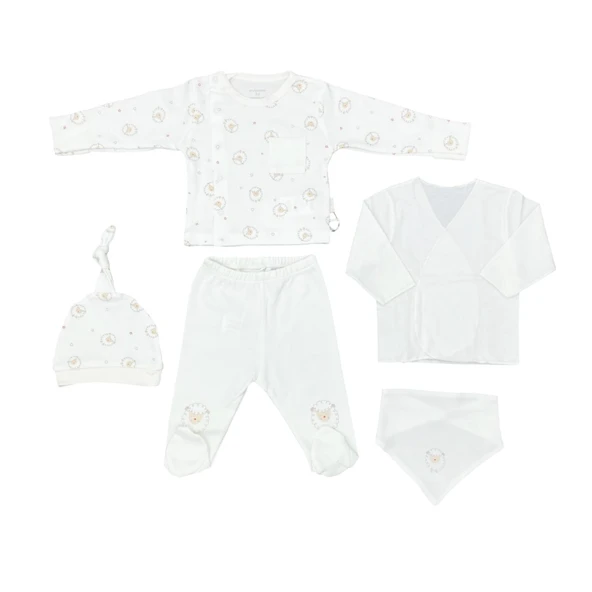 Andywawa AC25560 Newborn Set Tinny Ships 5'Li Hastane Çıkışı Ekru ürün görseli 1