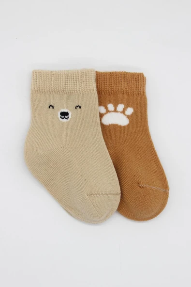 Bistyle 2li Bear Penye Soket Çorap 10116 Bej - Resim 2