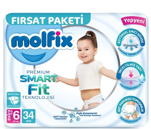 Molfix Premium Bebek Bezi Fırsat Paketi 6 Beden 15+ Kg 34 Adet ürün görseli 1