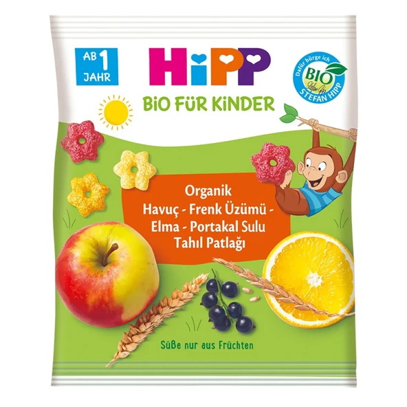 Hipp Organik Havuç Frenk Üzümü Elma Portakal Sulu Tahıl Patlağı 30 Gr ürün görseli 1