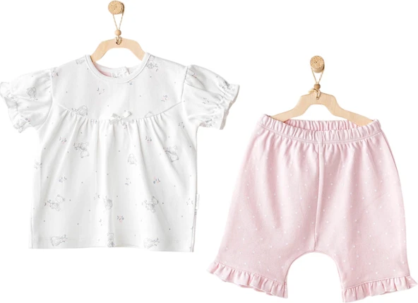 Andywawa AC25631 Cuddly Bunny Bear 2'Li Bebe Takım Pink ürün görseli 1