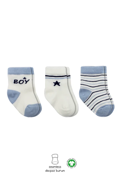 Bistyle 3'Lü Penye Boy And Girl Soket Çorap 10114 Mavi ürün görseli 1