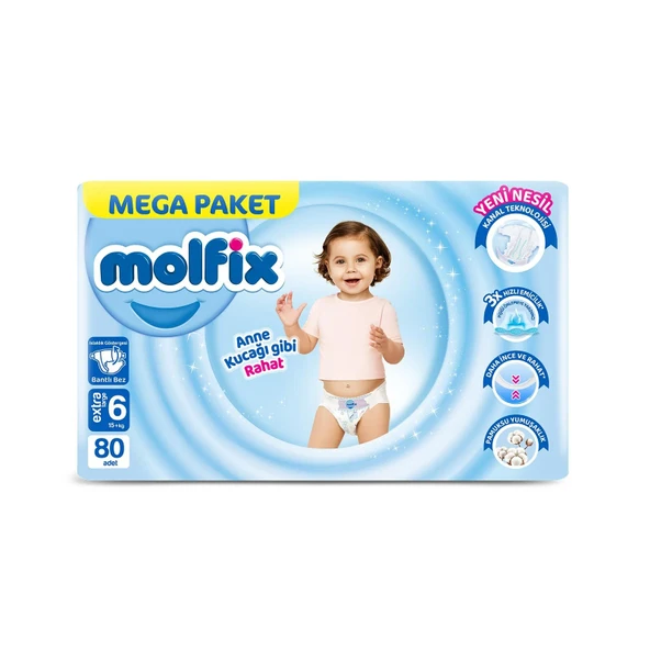 Molfix Mega Paket Bebek Bezi 6 Beden 15+ Kg 80 Adet ürün görseli 1
