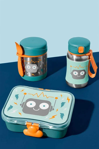 Skip Hop Zoo Paslanmaz Çelik Termos 325 ml Robot - Resim 4