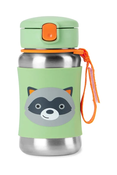 Skip Hop Zoo Pipetli Paslanmaz Çelik Suluk 350 ml Rakun ürün görseli 1