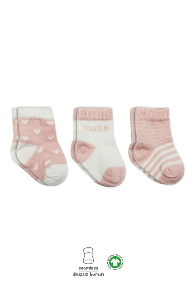 Bistyle 3lü Penye Cute Stars Soket Çorap 10115 Pembe ürün görseli 1