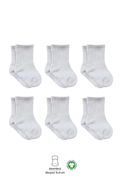 Bistyle 6lı Penye Düz Soket Çorap BS6008 Gri Melanj ürün görseli 1