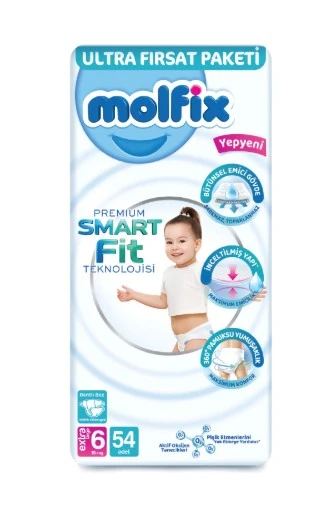 Molfix Premium Bebek Bezi Ultra Fırsat Paketi 6 Beden 15+ Kg 54 Adet ürün görseli 1