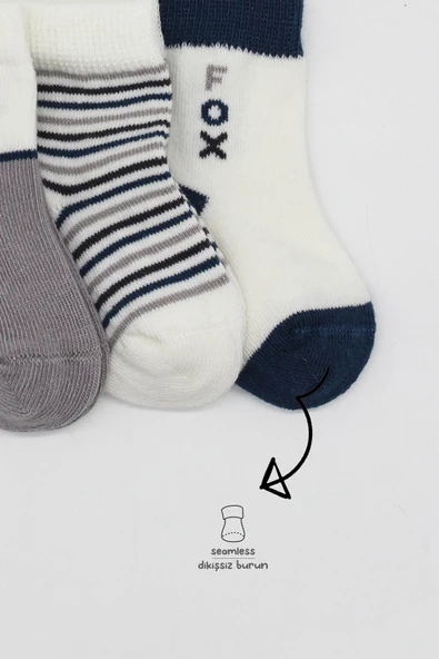 Bistyle 3'Lü Penye Soket Çorap 10109 Gri - Resim 3