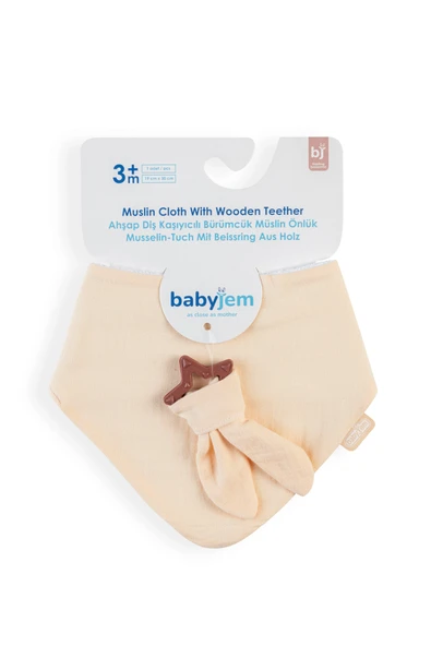 BabyJem Silikon Diş Kaşıyıcılı Müslin Önlük 736 Somon ürün görseli 1